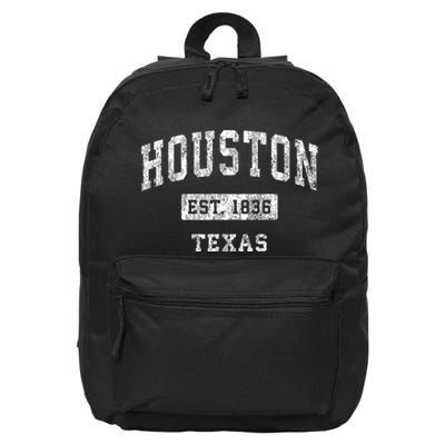 Houston Texas Tx Vintage Established Sports 16 in Basic Backpack