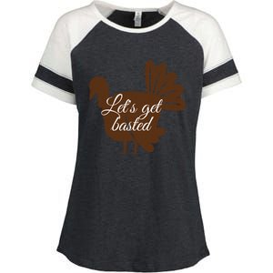 Happy Thanksgiving Turkey Design Lets Get Basted Autumn Gift Enza Ladies Jersey Colorblock Tee