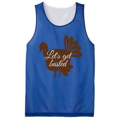 Happy Thanksgiving Turkey Design Lets Get Basted Autumn Gift Mesh Reversible Basketball Jersey Tank