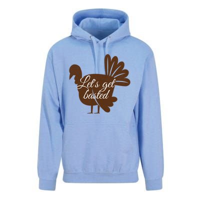 Happy Thanksgiving Turkey Design Lets Get Basted Autumn Gift Unisex Surf Hoodie