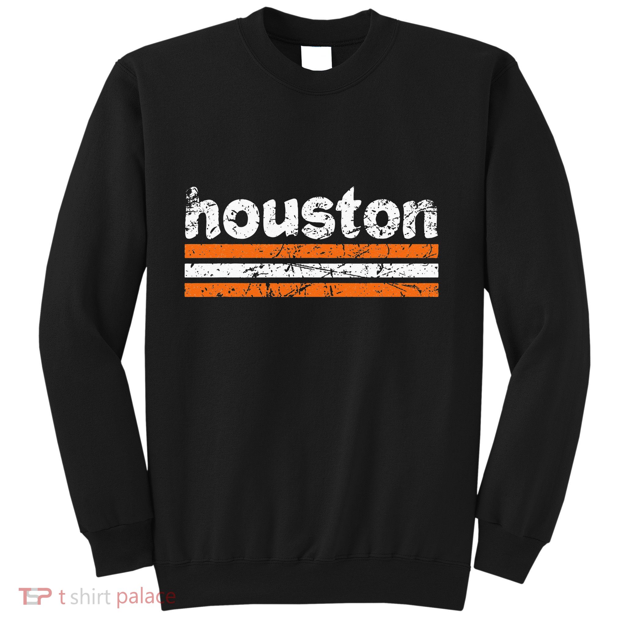 Houston Texas Three Stripe Vintage Weathered Sweatshirt
