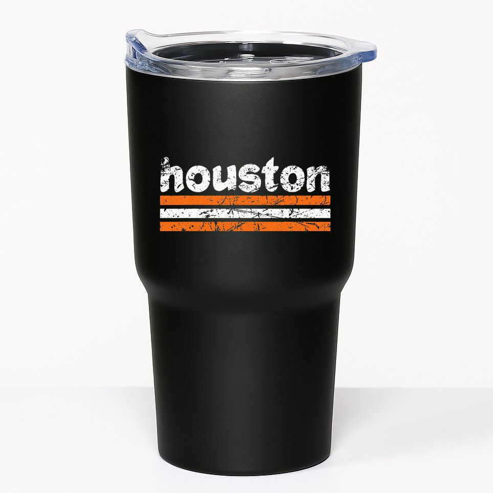 Houston Texas Three Stripe Vintage Weathered Tumbler