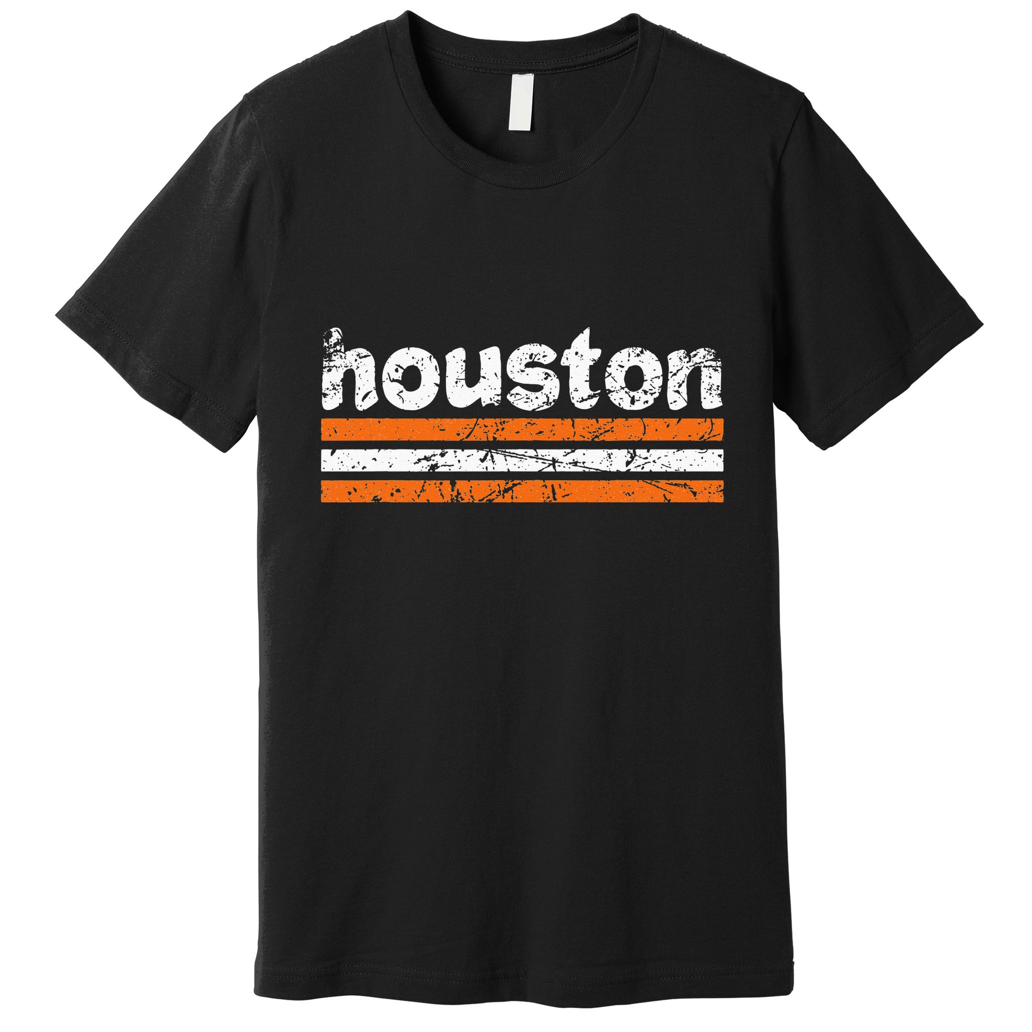 Houston Texas Three Stripe Vintage Weathered Premium T-Shirt