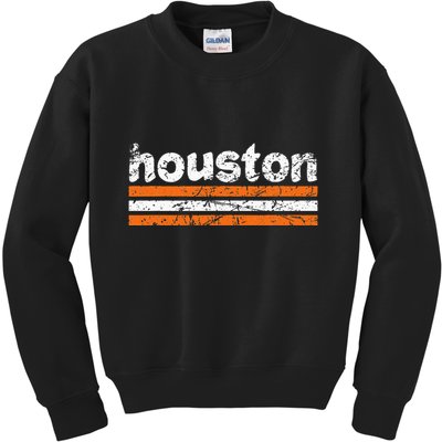 Houston Texas Three Stripe Vintage Weathered Kids Sweatshirt