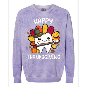 Happy Thanksgiving Teeth Dental Squad Turkey Thanksgiving Gift Colorblast Crewneck Sweatshirt