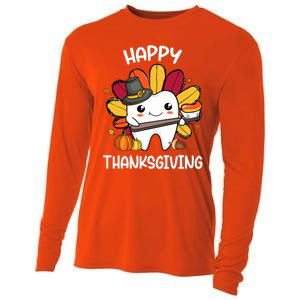 Happy Thanksgiving Teeth Dental Squad Turkey Thanksgiving Gift Cooling Performance Long Sleeve Crew