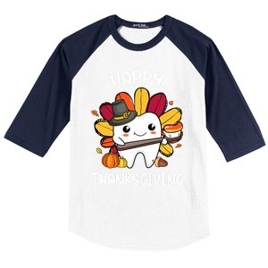 Happy Thanksgiving Teeth Dental Squad Turkey Thanksgiving Gift Baseball Sleeve Shirt