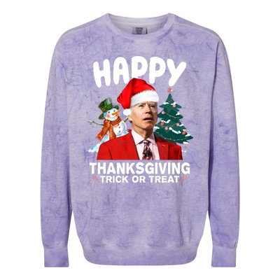 Happy Thanksgiving Trick Or Treat Funny Joe Biden Colorblast Crewneck Sweatshirt