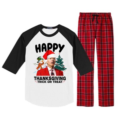 Happy Thanksgiving Trick Or Treat Funny Joe Biden Raglan Sleeve Pajama Set