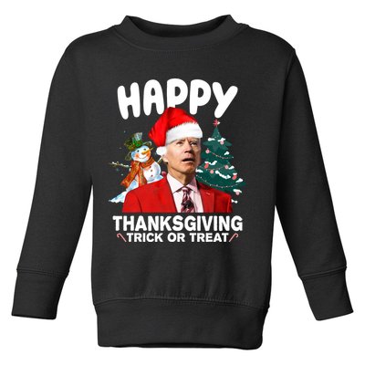 Happy Thanksgiving Trick Or Treat Funny Joe Biden Toddler Sweatshirt