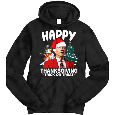 Happy Thanksgiving Trick Or Treat Funny Joe Biden Tie Dye Hoodie