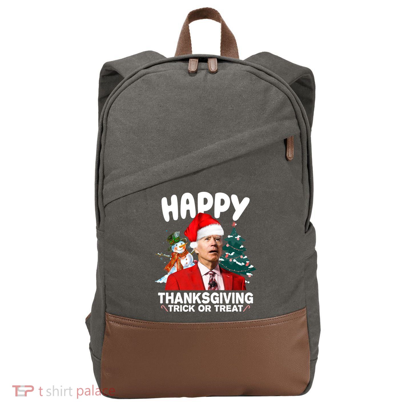 Happy Thanksgiving Trick Or Treat Funny Joe Biden Cotton Canvas Backpack