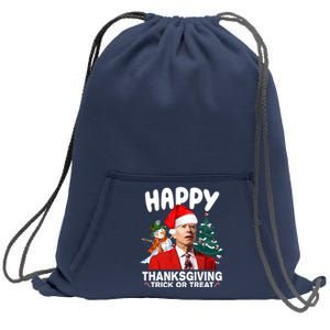 Happy Thanksgiving Trick Or Treat Funny Joe Biden Sweatshirt Cinch Pack Bag