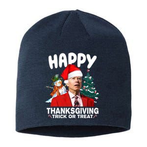 Happy Thanksgiving Trick Or Treat Funny Joe Biden Sustainable Beanie