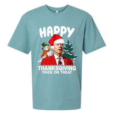 Happy Thanksgiving Trick Or Treat Funny Joe Biden Sueded Cloud Jersey T-Shirt