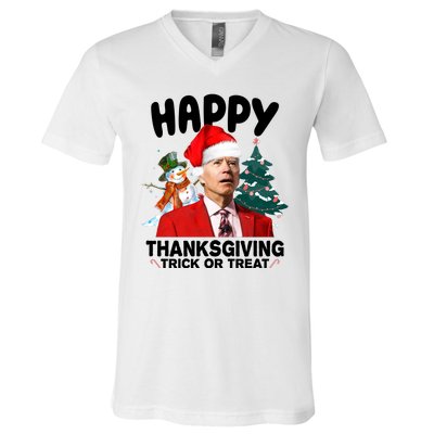 Happy Thanksgiving Trick Or Treat Funny Joe Biden V-Neck T-Shirt