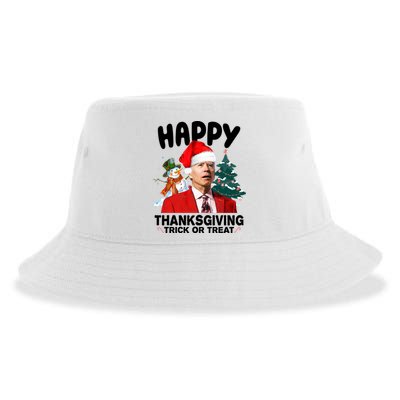 Happy Thanksgiving Trick Or Treat Funny Joe Biden Sustainable Bucket Hat