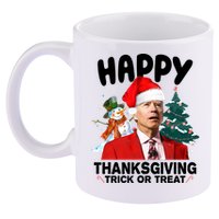 Happy Thanksgiving Trick Or Treat Funny Joe Biden 11oz C Handle Ceramic Mug