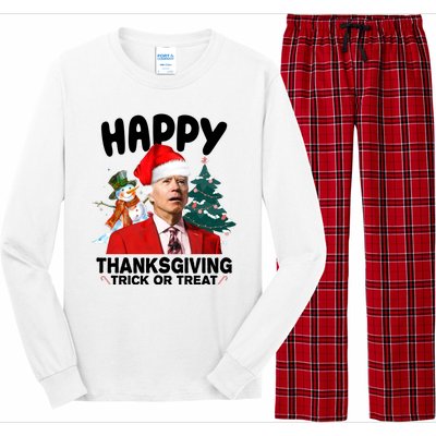 Happy Thanksgiving Trick Or Treat Funny Joe Biden Long Sleeve Pajama Set