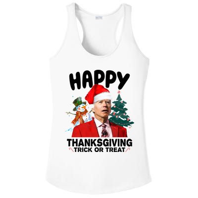 Happy Thanksgiving Trick Or Treat Funny Joe Biden Ladies PosiCharge Competitor Racerback Tank