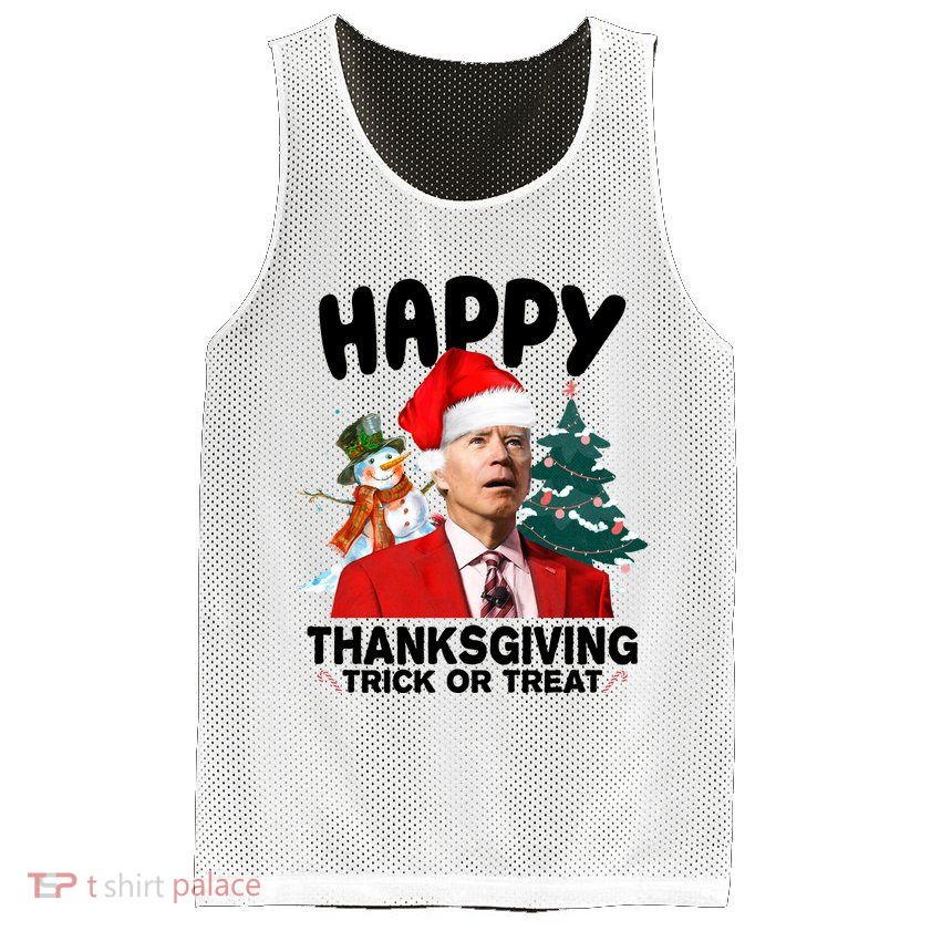 Happy Thanksgiving Trick Or Treat Funny Joe Biden Mesh Reversible Basketball Jersey Tank