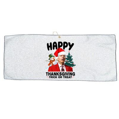 Happy Thanksgiving Trick Or Treat Funny Joe Biden Large Microfiber Waffle Golf Towel
