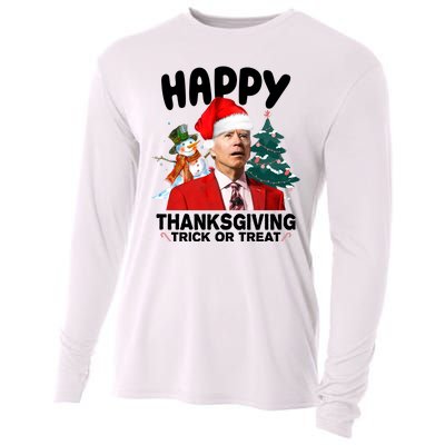 Happy Thanksgiving Trick Or Treat Funny Joe Biden Cooling Performance Long Sleeve Crew