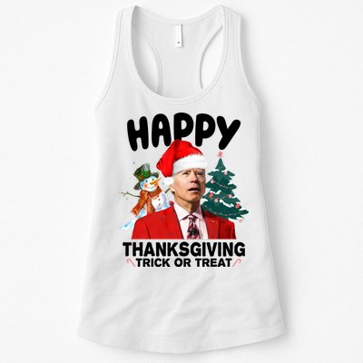 Happy Thanksgiving Trick Or Treat Funny Joe Biden Womens Tank Top