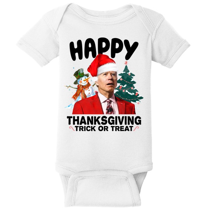 Happy Thanksgiving Trick Or Treat Funny Joe Biden Baby Bodysuit