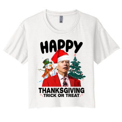 Happy Thanksgiving Trick Or Treat Funny Joe Biden Crop Top