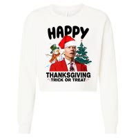 Happy Thanksgiving Trick Or Treat Funny Joe Biden Cropped Pullover Crew