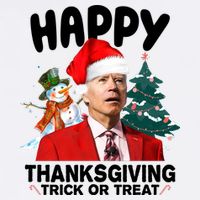 Happy Thanksgiving Trick Or Treat Funny Joe Biden Cropped Pullover Crew