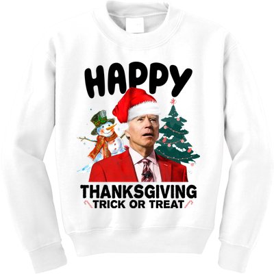 Happy Thanksgiving Trick Or Treat Funny Joe Biden Kids Sweatshirt