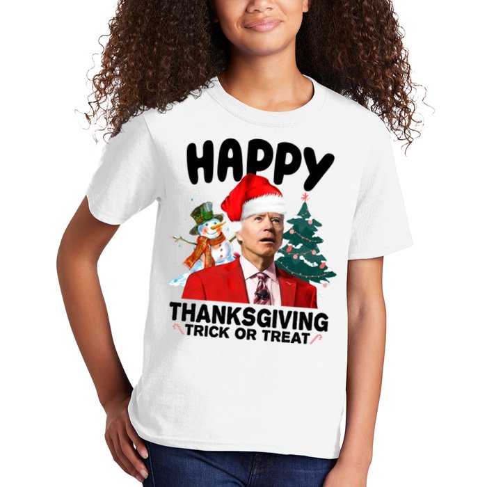 Happy Thanksgiving Trick Or Treat Funny Joe Biden Kids T-Shirt