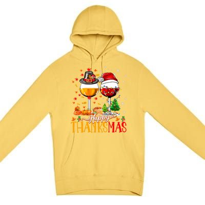 Happy Thanksmas Thanksgiving Christmas Ugly Xmas Pajamas Gift Premium Pullover Hoodie