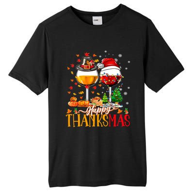 Happy Thanksmas Thanksgiving Christmas Ugly Xmas Pajamas Gift Tall Fusion ChromaSoft Performance T-Shirt