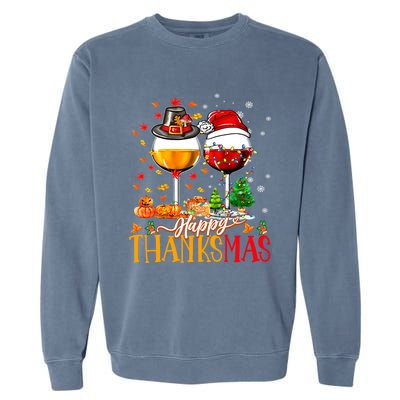 Happy Thanksmas Thanksgiving Christmas Ugly Xmas Pajamas Gift Garment-Dyed Sweatshirt