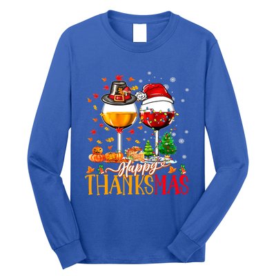 Happy Thanksmas Thanksgiving Christmas Ugly Xmas Pajamas Gift Long Sleeve Shirt