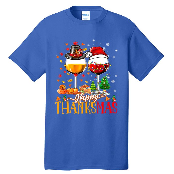 Happy Thanksmas Thanksgiving Christmas Ugly Xmas Pajamas Gift Tall T-Shirt