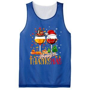 Happy Thanksmas Thanksgiving Christmas Ugly Xmas Pajamas Gift Mesh Reversible Basketball Jersey Tank