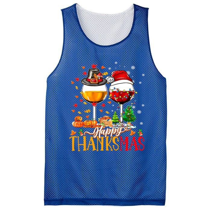 Happy Thanksmas Thanksgiving Christmas Ugly Xmas Pajamas Gift Mesh Reversible Basketball Jersey Tank