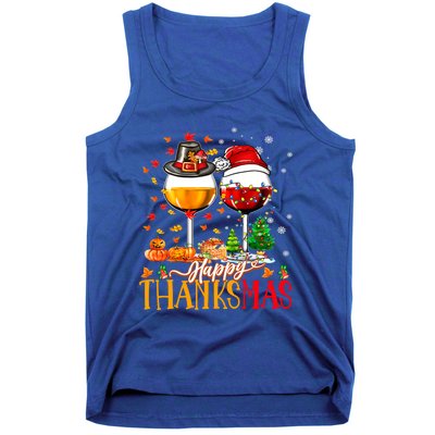 Happy Thanksmas Thanksgiving Christmas Ugly Xmas Pajamas Gift Tank Top