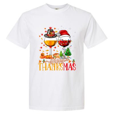 Happy Thanksmas Thanksgiving Christmas Ugly Xmas Pajamas Gift Garment-Dyed Heavyweight T-Shirt