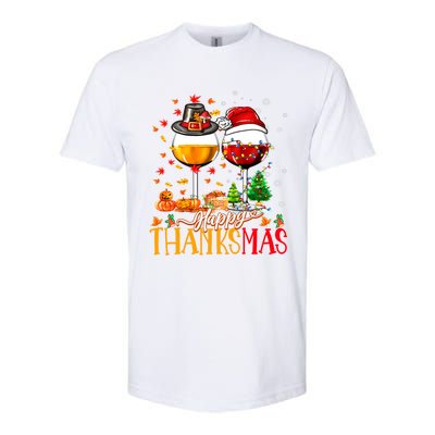 Happy Thanksmas Thanksgiving Christmas Ugly Xmas Pajamas Gift Softstyle CVC T-Shirt