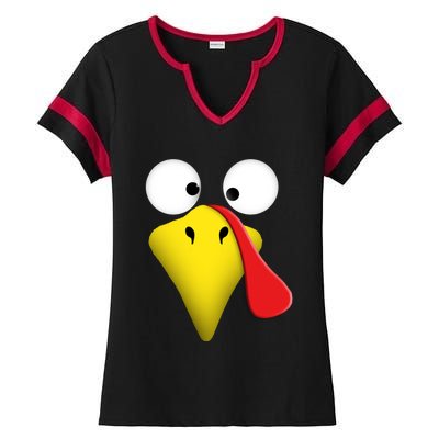 Happy Thanksgiving Turkey Outfit Funny Gift Ladies Halftime Notch Neck Tee