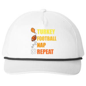 Happy Thanksgiving Turkey Football Nap Repeat Funny Football Snapback Five-Panel Rope Hat