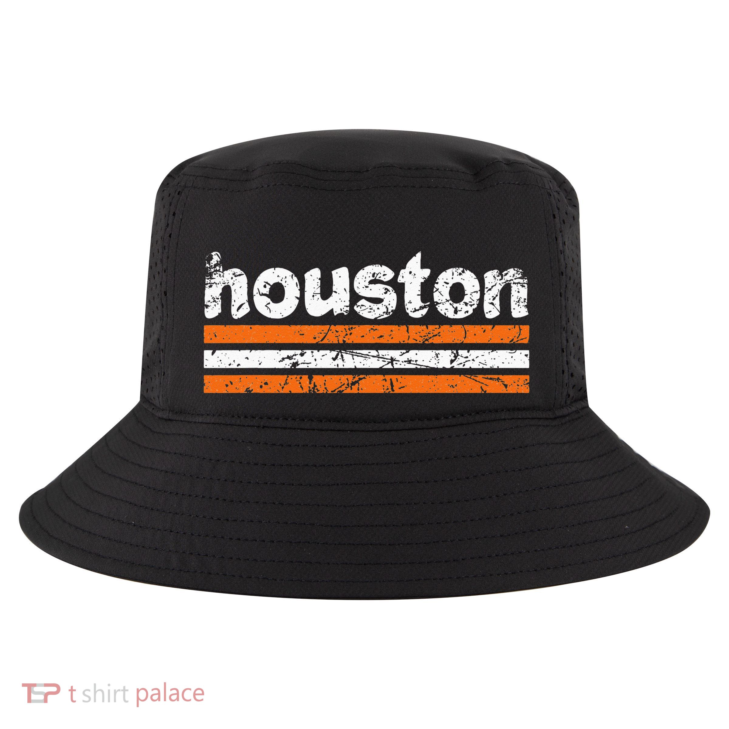 Houston Texas Three Stripe Vintage Weathered  Cool Comfort Performance Bucket Hat
