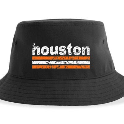 Houston Texas Three Stripe Vintage Weathered  Sustainable Bucket Hat