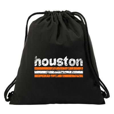 Houston Texas Three Stripe Vintage Weathered  Drawstring Bag