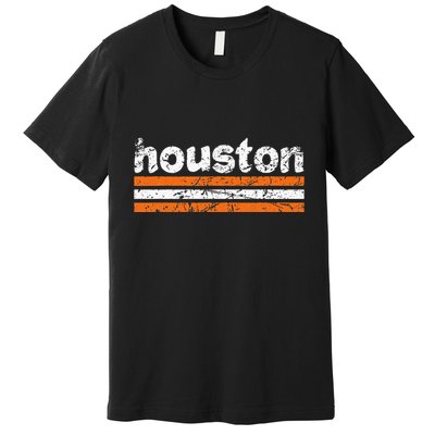 Houston Texas Three Stripe Vintage Weathered  Premium T-Shirt